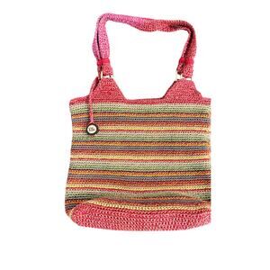 The Sak 120 Tote Crochet Double Handle Tote Sunset Stripe 14”x11”x6.75”